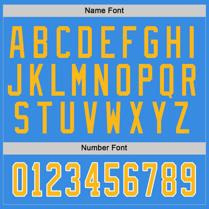 Custom Powder Blue Gold-White Hockey Jersey - Sky-Custom