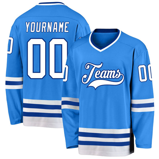 Custom Powder Blue White-Royal Hockey Jersey - Sky-Custom