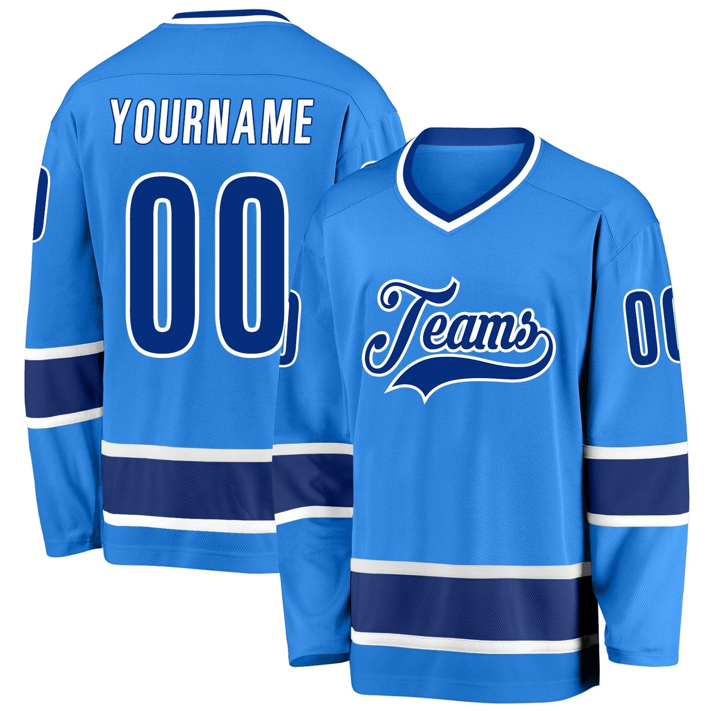 Custom Powder Blue Royal-White Hockey Jersey - Sky-Custom