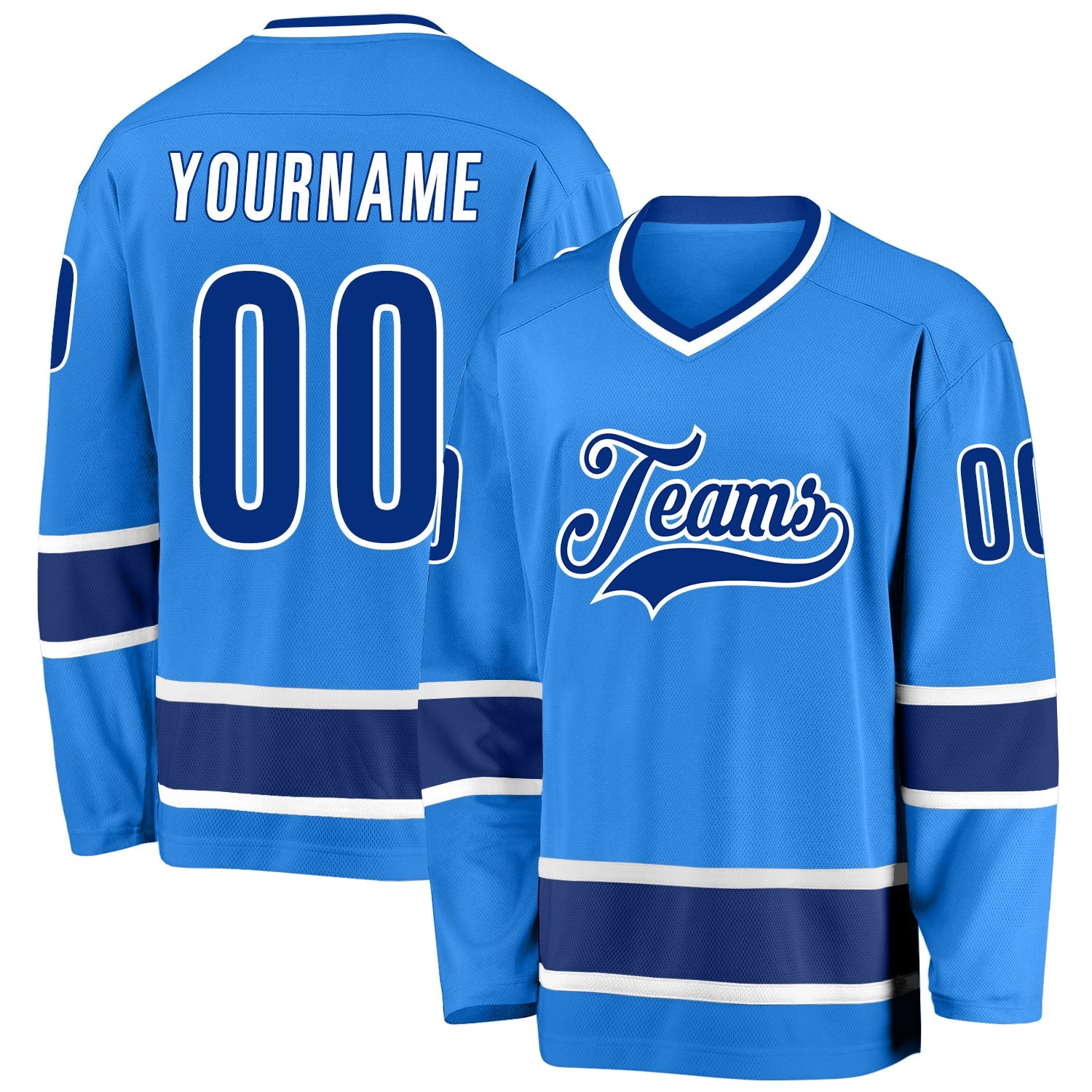 Custom Powder Blue Royal-White Hockey Jersey - Sky-Custom
