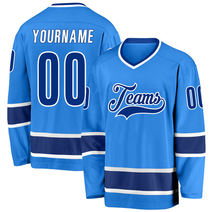 Custom Powder Blue Royal-White Hockey Jersey - Sky-Custom
