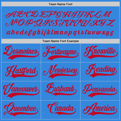 Custom Powder Blue Red Hockey Jersey - Sky-Custom