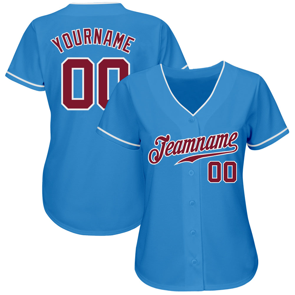 Custom Powder Blue Crimson-White Authentic Baseball Jersey - Sky-Custom