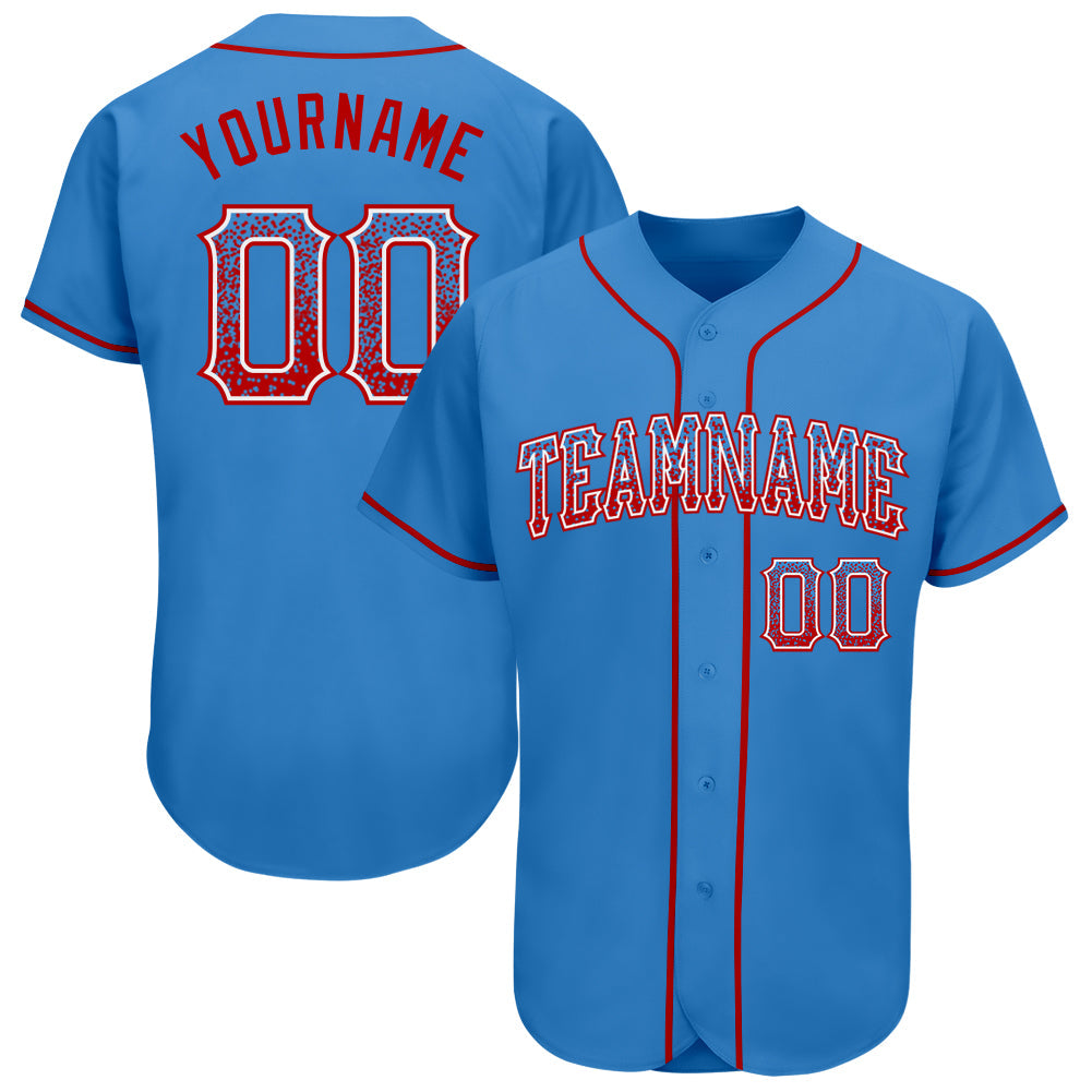 Custom Powder Blue Red-White Authentic Drift Fashion Baseball Jersey - Sky-Custom