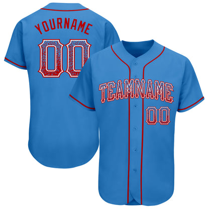 Custom Powder Blue Red-White Authentic Drift Fashion Baseball Jersey - Sky-Custom