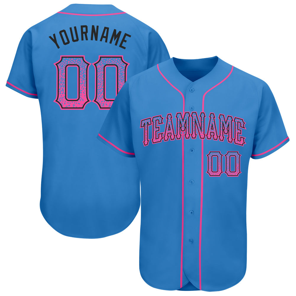 Custom Powder Blue Pink-Black Authentic Drift Fashion Baseball Jersey - Sky-Custom