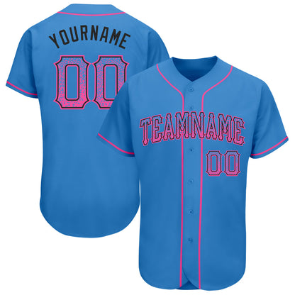Custom Powder Blue Pink-Black Authentic Drift Fashion Baseball Jersey - Sky-Custom