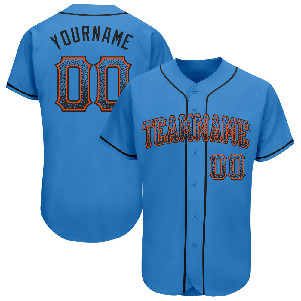 Custom Powder Blue Black-Orange Authentic Drift Fashion Baseball Jersey - Sky-Custom
