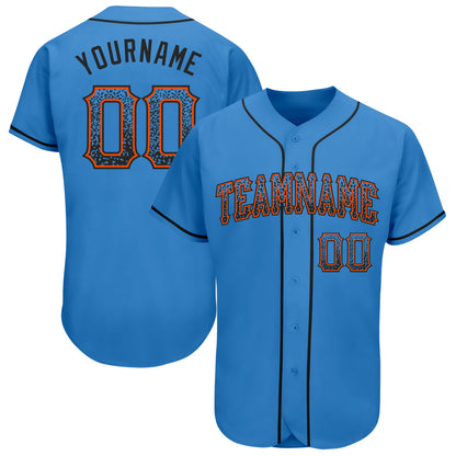 Custom Powder Blue Black-Orange Authentic Drift Fashion Baseball Jersey - Sky-Custom