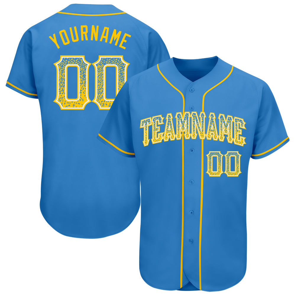 Custom Powder Blue Gold-White Authentic Drift Fashion Baseball Jersey - Sky-Custom