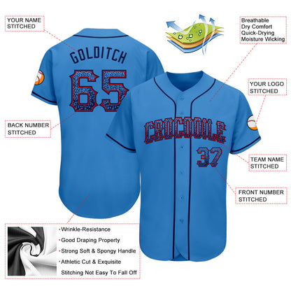 Custom Powder Blue Navy-Red Authentic Drift Fashion Baseball Jersey - Sky-Custom
