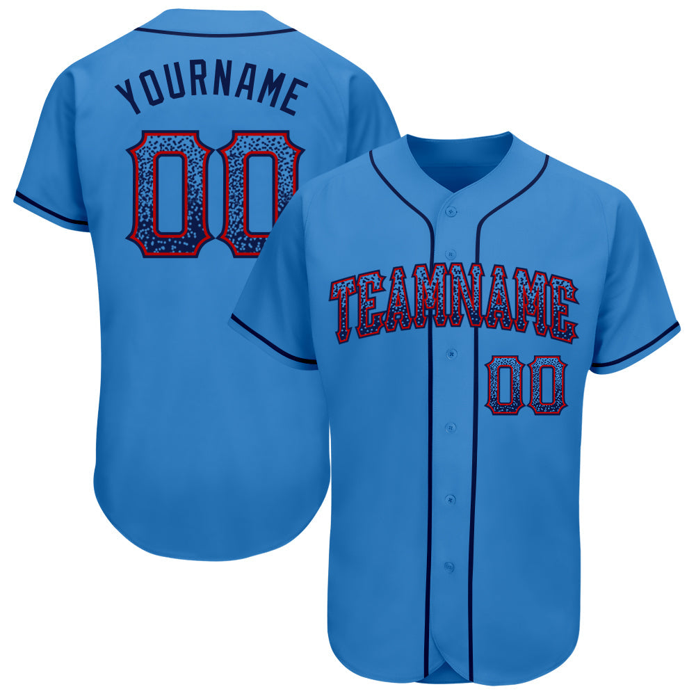 Custom Powder Blue Navy-Red Authentic Drift Fashion Baseball Jersey - Sky-Custom