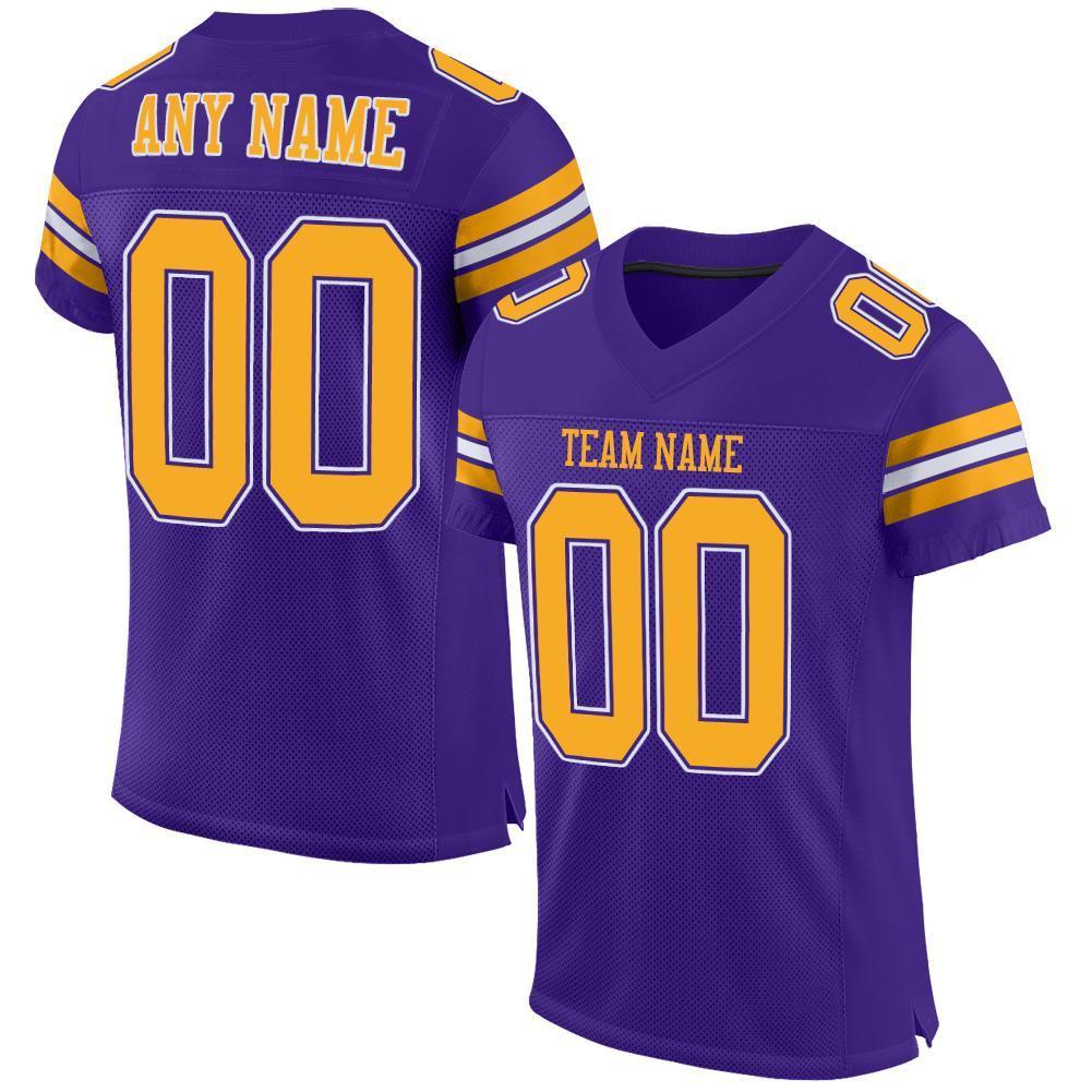 Custom Purple Gold-White Mesh Authentic Football Jersey - Sky-Custom