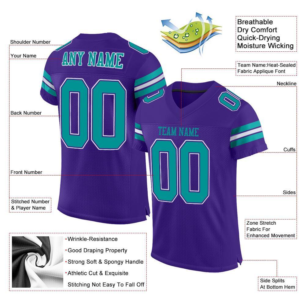 Custom Purple Aqua-White Mesh Authentic Football Jersey - Sky-Custom