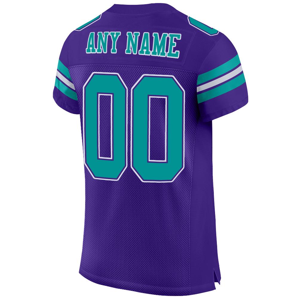 Custom Purple Aqua-White Mesh Authentic Football Jersey - Sky-Custom