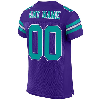 Custom Purple Aqua-White Mesh Authentic Football Jersey - Sky-Custom