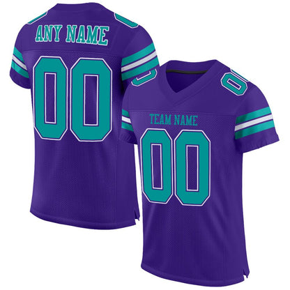 Custom Purple Aqua-White Mesh Authentic Football Jersey - Sky-Custom