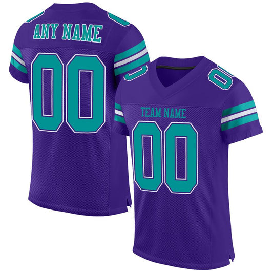Custom Purple Aqua-White Mesh Authentic Football Jersey - Sky-Custom