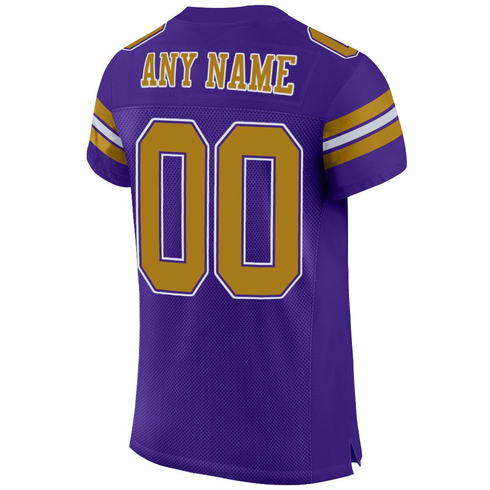 Custom Purple Old Gold-White Mesh Authentic Football Jersey - Sky-Custom