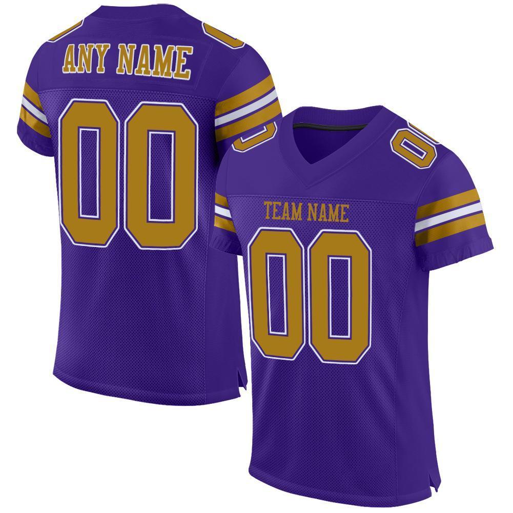 Custom Purple Old Gold-White Mesh Authentic Football Jersey - Sky-Custom