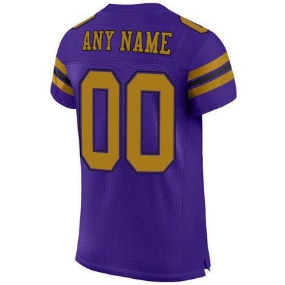 Custom Purple Old Gold-Black Mesh Authentic Football Jersey - Sky-Custom