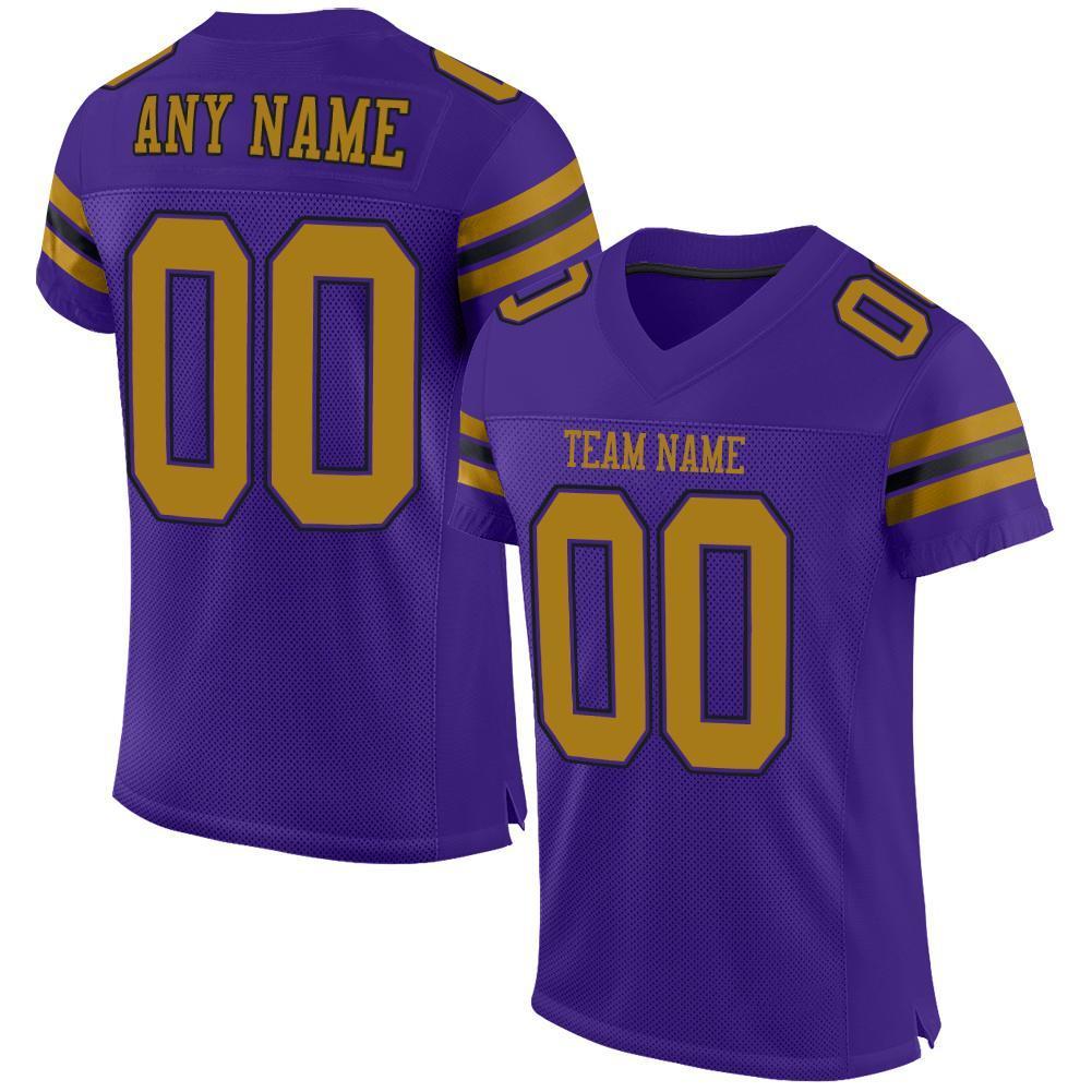 Custom Purple Old Gold-Black Mesh Authentic Football Jersey - Sky-Custom