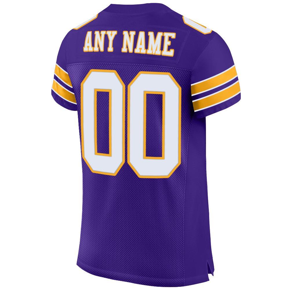 Custom Purple White-Gold Mesh Authentic Football Jersey - Sky-Custom