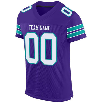 Custom Purple White-Aqua Mesh Authentic Football Jersey - Sky-Custom