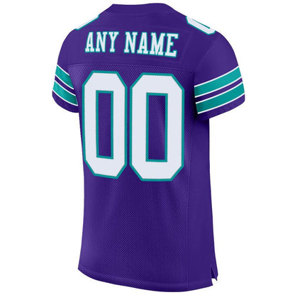 Custom Purple White-Aqua Mesh Authentic Football Jersey - Sky-Custom