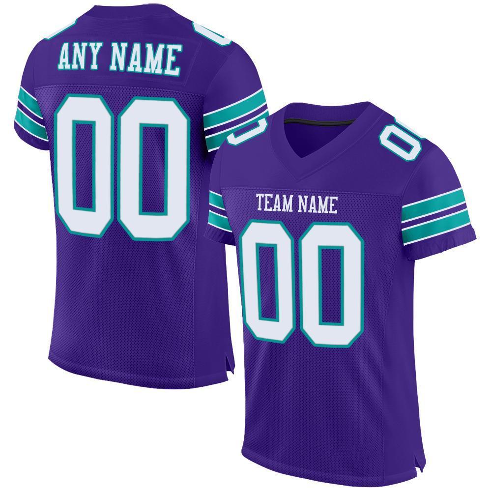 Custom Purple White-Aqua Mesh Authentic Football Jersey - Sky-Custom