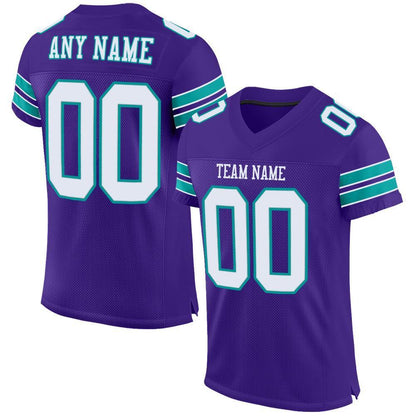Custom Purple White-Aqua Mesh Authentic Football Jersey - Sky-Custom