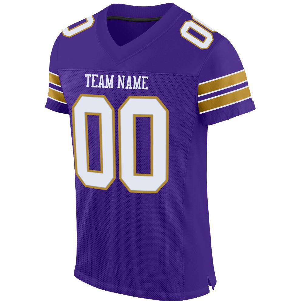 Custom Purple White-Old Gold Mesh Authentic Football Jersey - Sky-Custom