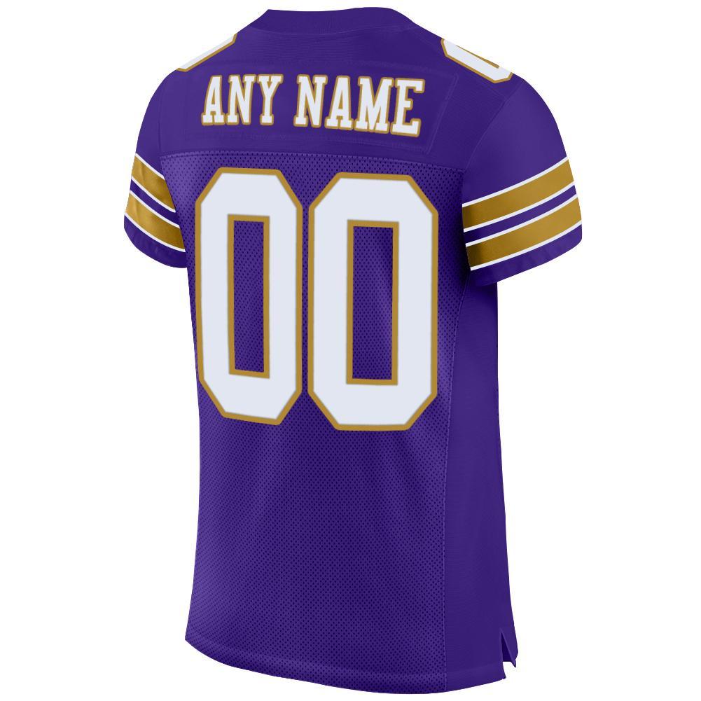Custom Purple White-Old Gold Mesh Authentic Football Jersey - Sky-Custom