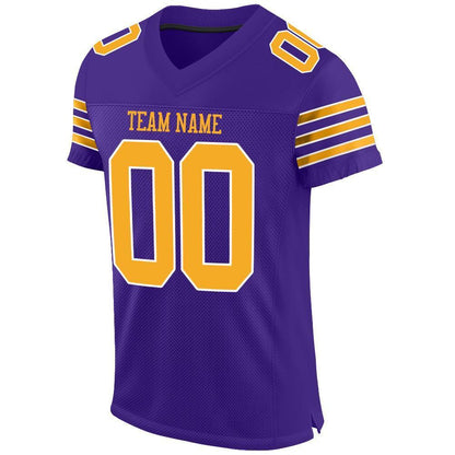 Custom Purple Gold-White Mesh Authentic Football Jersey - Sky-Custom