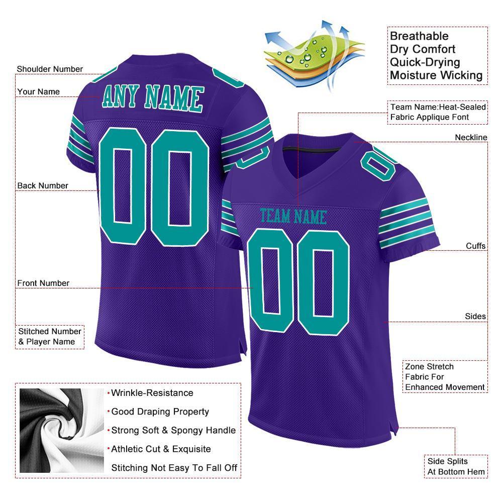 Custom Purple Aqua-White Mesh Authentic Football Jersey - Sky-Custom