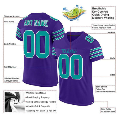 Custom Purple Aqua-White Mesh Authentic Football Jersey - Sky-Custom
