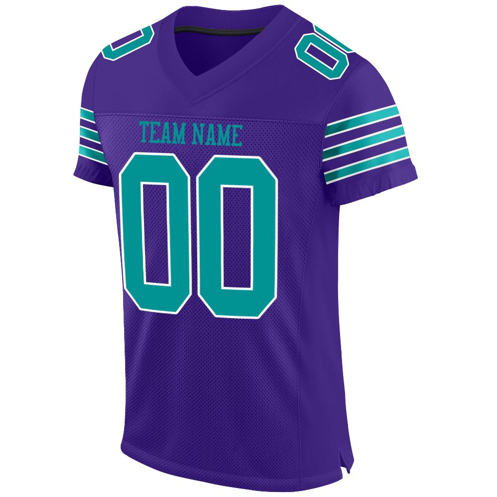 Custom Purple Aqua-White Mesh Authentic Football Jersey - Sky-Custom