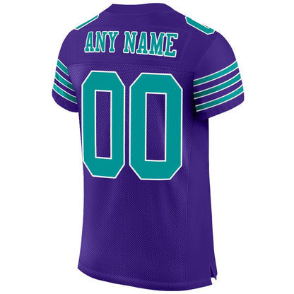 Custom Purple Aqua-White Mesh Authentic Football Jersey - Sky-Custom