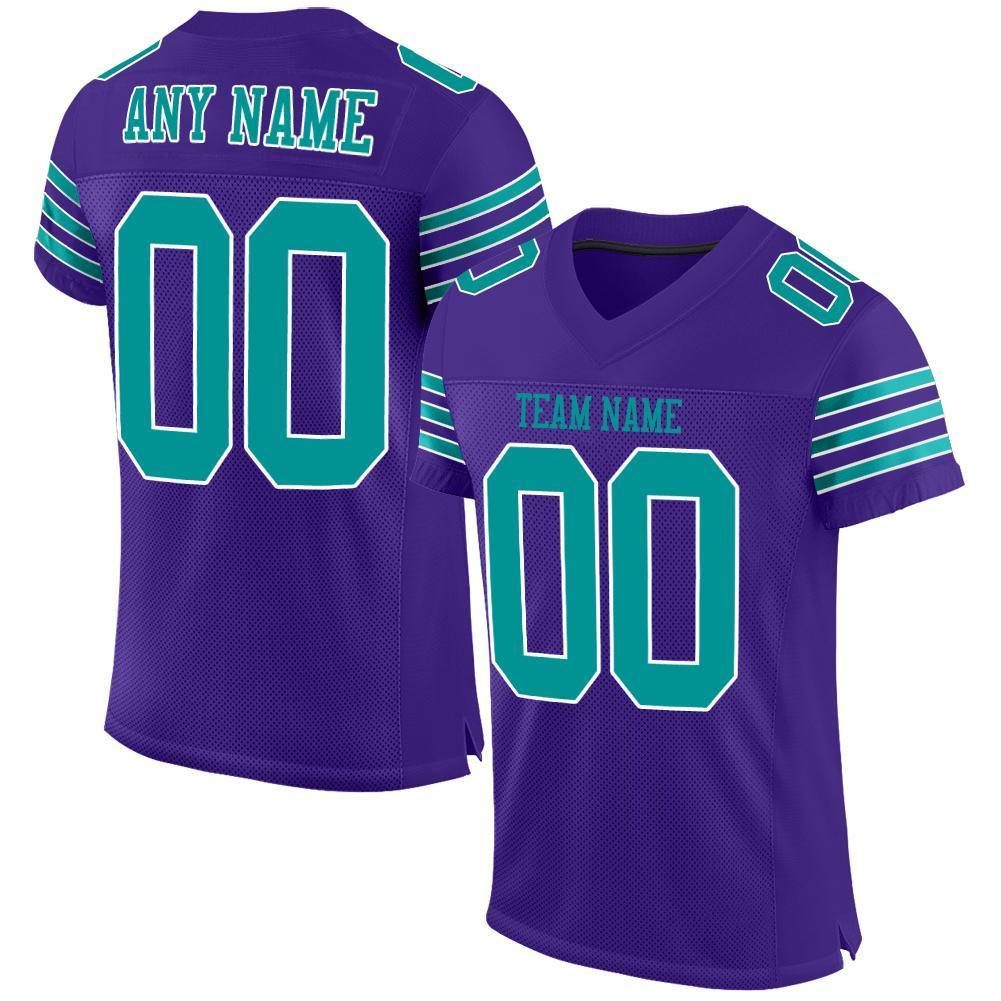 Custom Purple Aqua-White Mesh Authentic Football Jersey - Sky-Custom