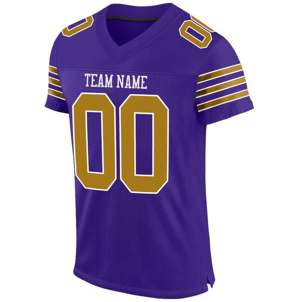 Custom Purple Old Gold-White Mesh Authentic Football Jersey - Sky-Custom