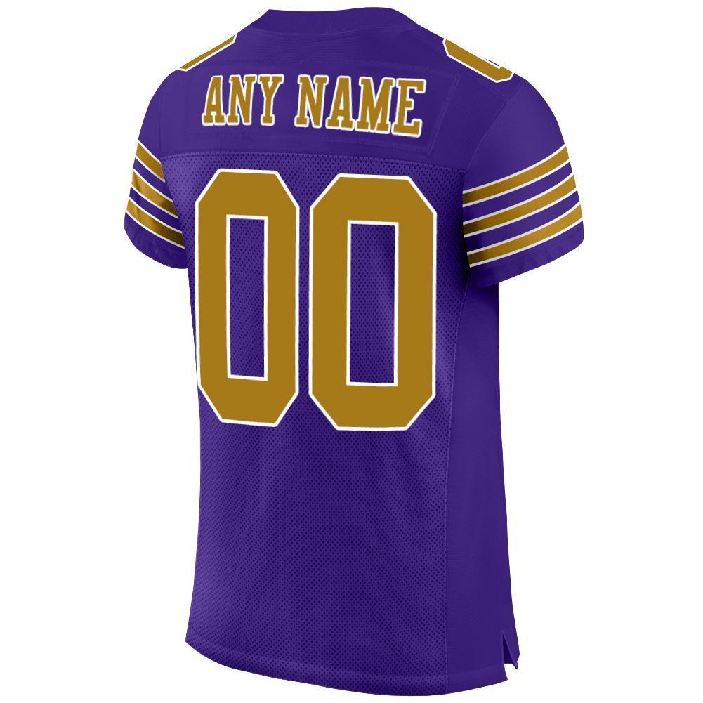 Custom Purple Old Gold-White Mesh Authentic Football Jersey - Sky-Custom