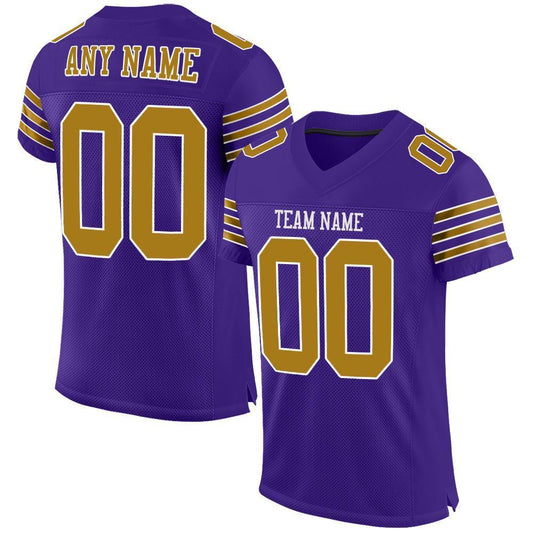 Custom Purple Old Gold-White Mesh Authentic Football Jersey - Sky-Custom