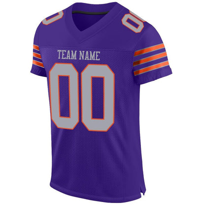 Custom Purple Gray-Orange Mesh Authentic Football Jersey - Sky-Custom