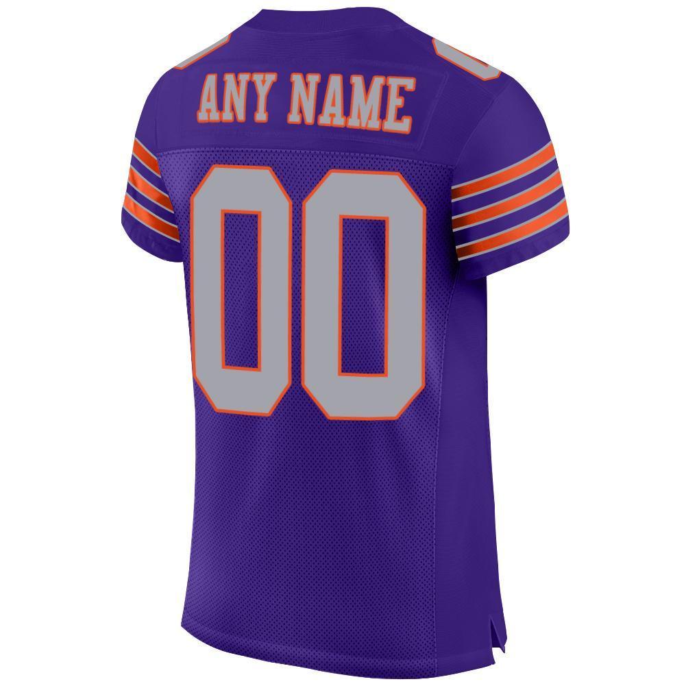 Custom Purple Gray-Orange Mesh Authentic Football Jersey - Sky-Custom