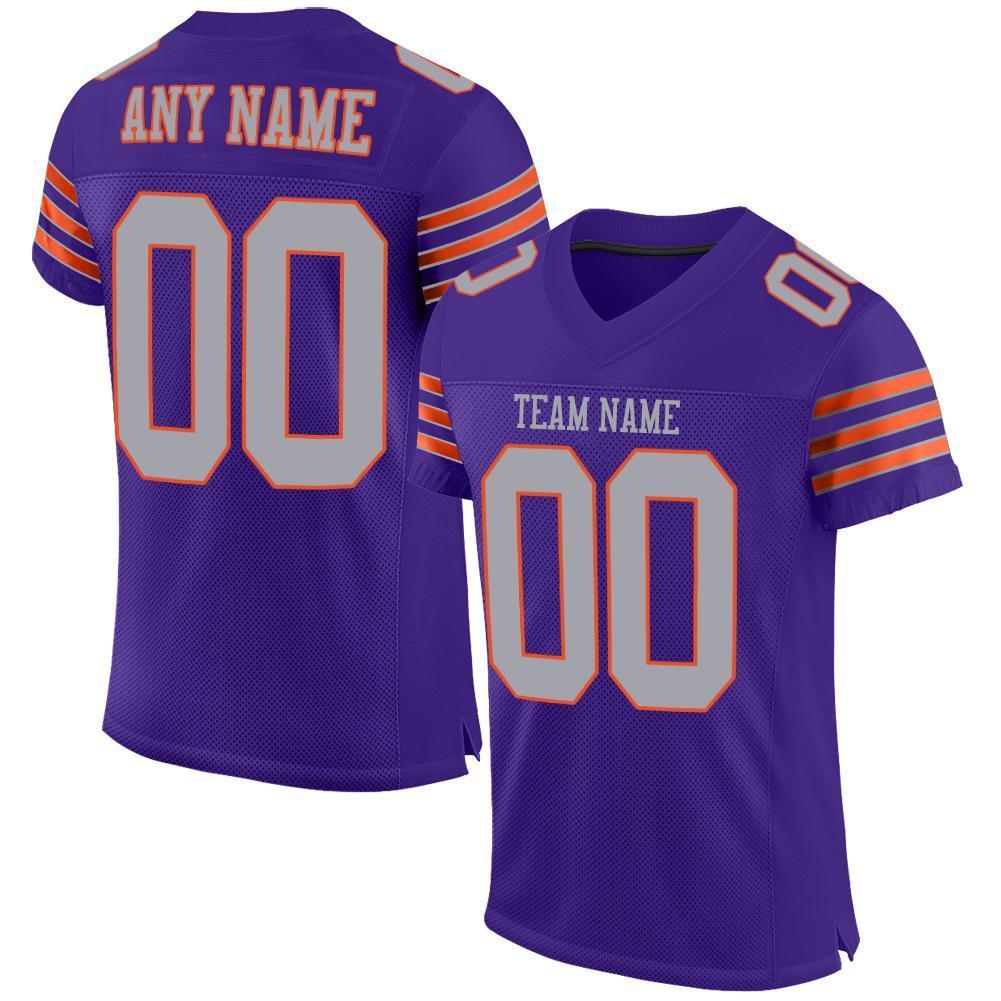 Custom Purple Gray-Orange Mesh Authentic Football Jersey - Sky-Custom