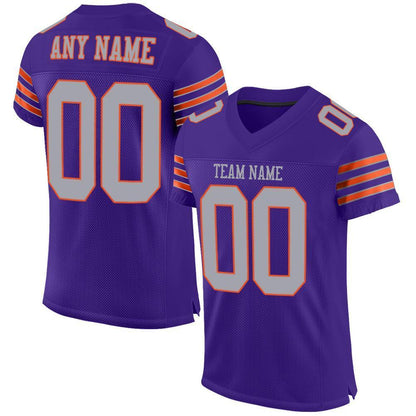 Custom Purple Gray-Orange Mesh Authentic Football Jersey - Sky-Custom