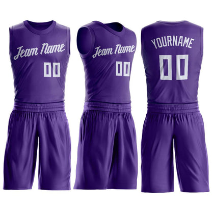 Custom Purple White Round Neck Suit Basketball Jersey - Sky-Custom