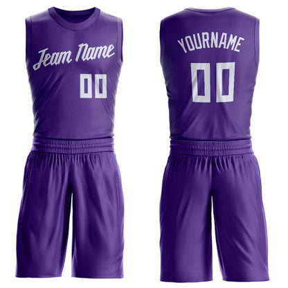 Custom Purple White Round Neck Suit Basketball Jersey - Sky-Custom