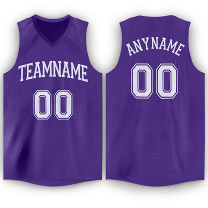 Custom Purple White V-Neck Basketball Jersey - Sky-Custom