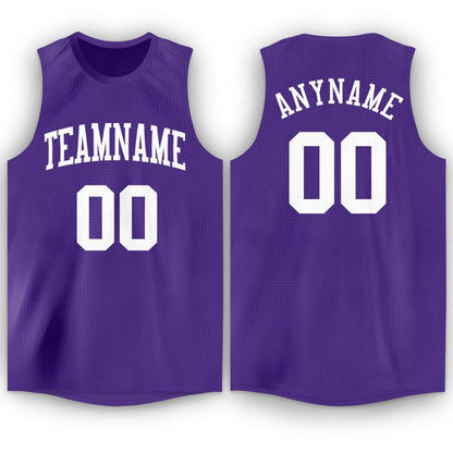 Custom Purple White Round Neck Basketball Jersey - Sky-Custom